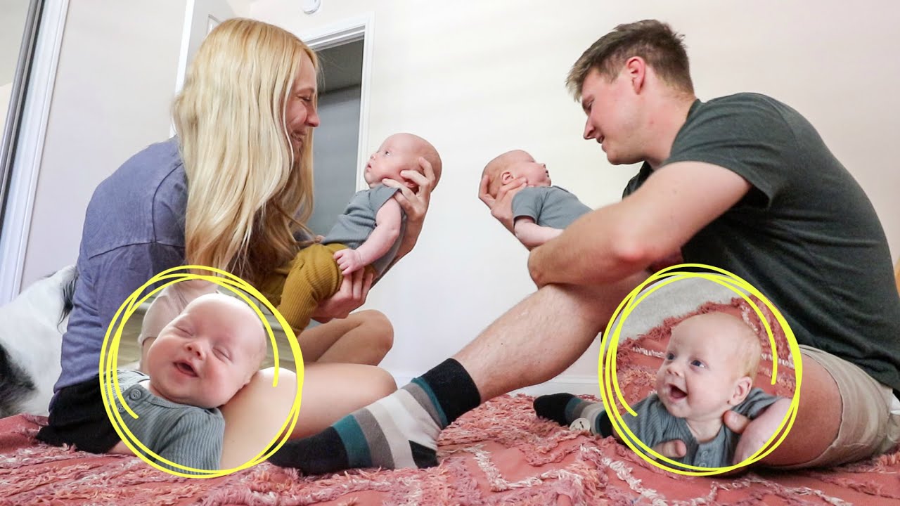 Twin Boys FIRST TIME smiling (CAUGHT ON CAMERA)
