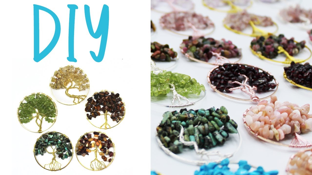 DIY How to Make a Tree of Life Pendant with Gemstone Chips and Wire