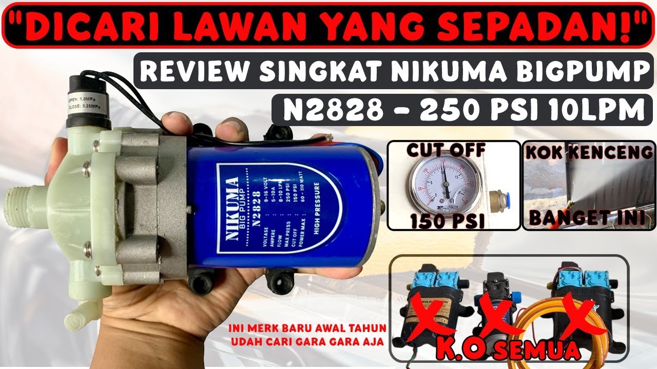 Review Pompa DC 12 Volt JUMBO NIKUMA Big Pump N-2828 250 PSI Bisa Menyamai Mesin Sprayer Bensin?