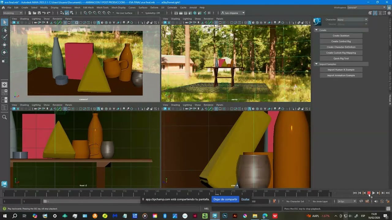 Animación de Maya (solo el proceso porque se tardaba tanto en cargar y la PC ya no aguantaba) =(