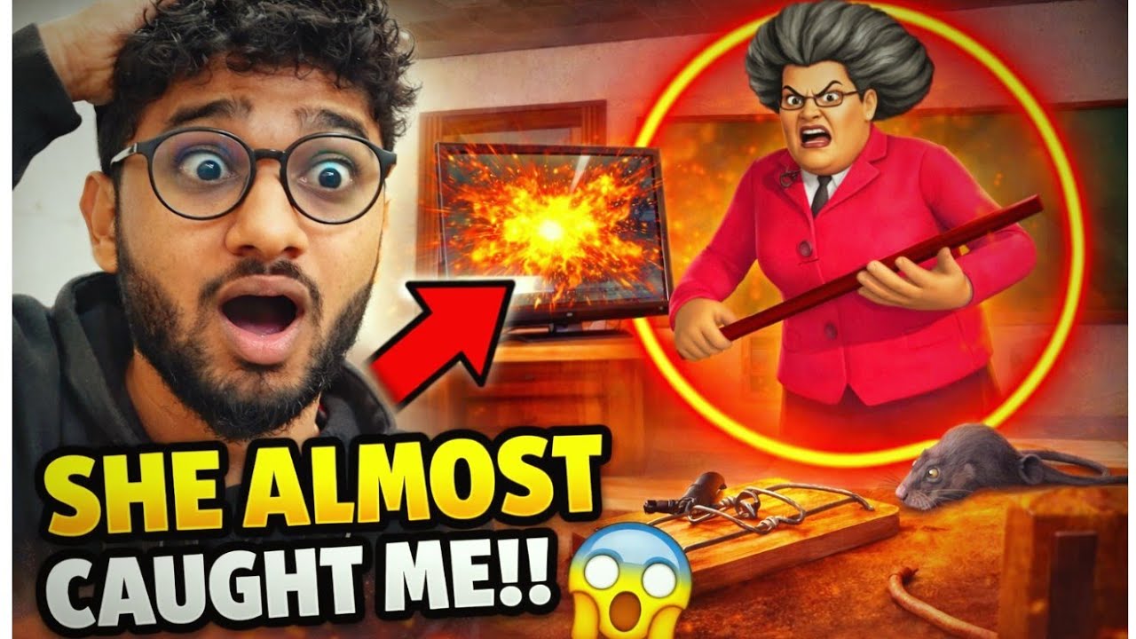   Scary Teacher 3D: I BROKE Miss T’s TV 😱 | She Almost Caught Me! | Scary Teacher 3D Pranks