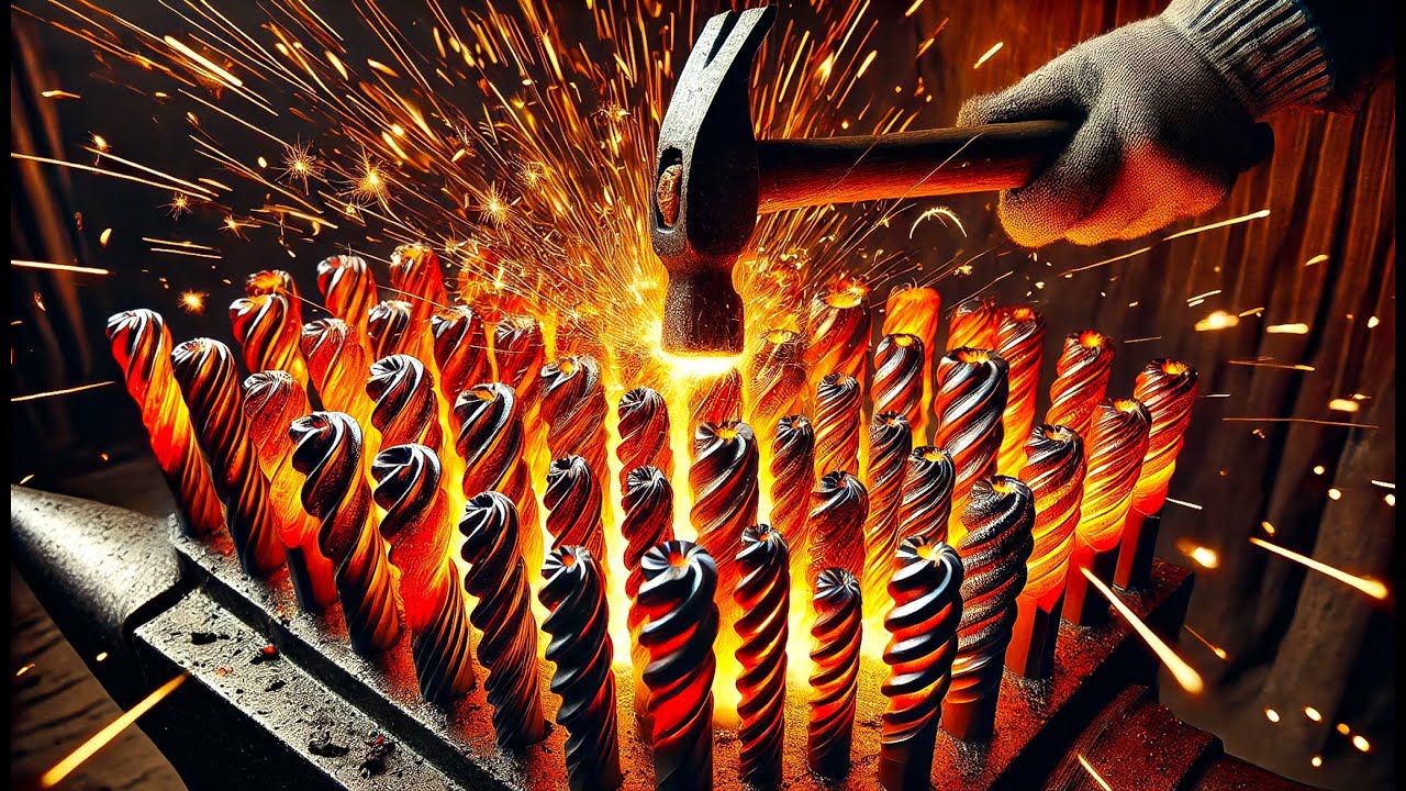 🔥🔨 Мастерское ремесло: ковка дамасского ножа из арматуры! 🔨🔥