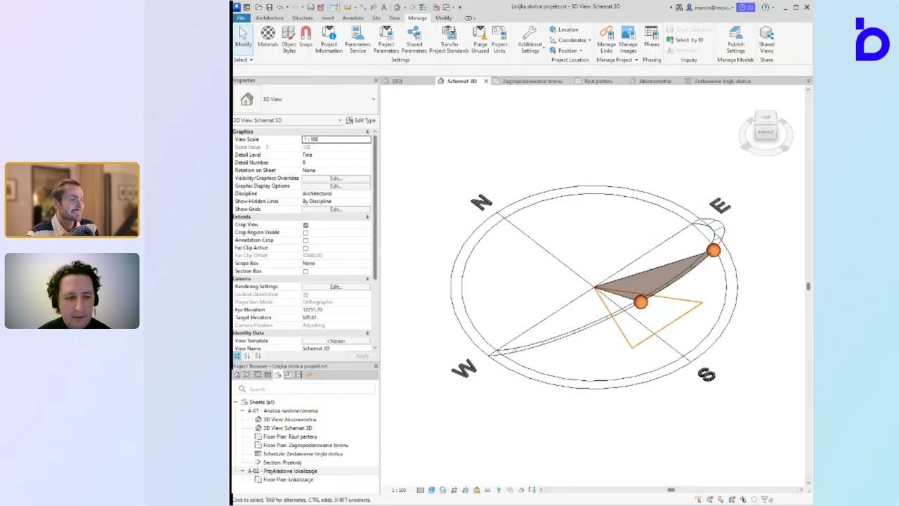 Linijka słońca w Revit. Omówienie działania specjalistycznej rodziny | projektowaniebim.pl