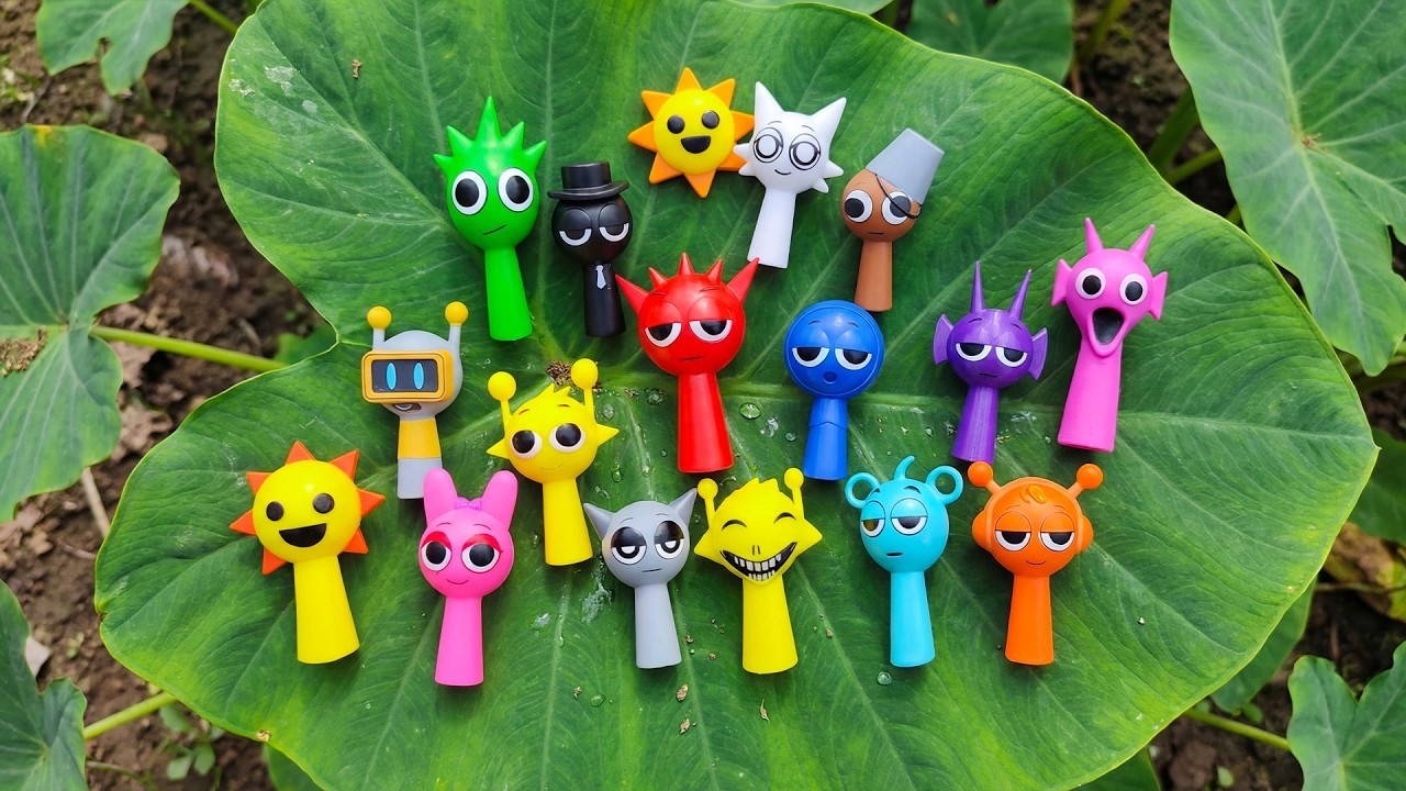 I took a walk along the riverbank and spotted Sprunki perched on a wild taro plant.