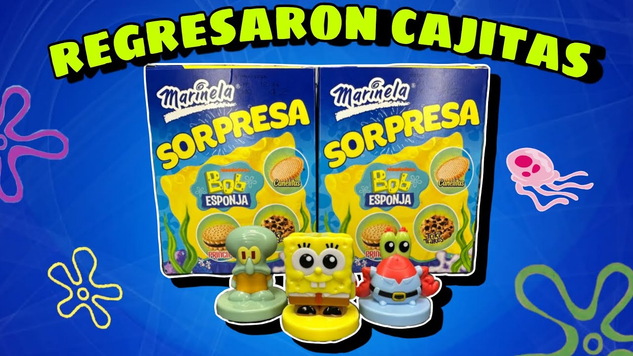Abriendo Cajitas de Marinela de Bob Esponja  figuras de bob esponja 