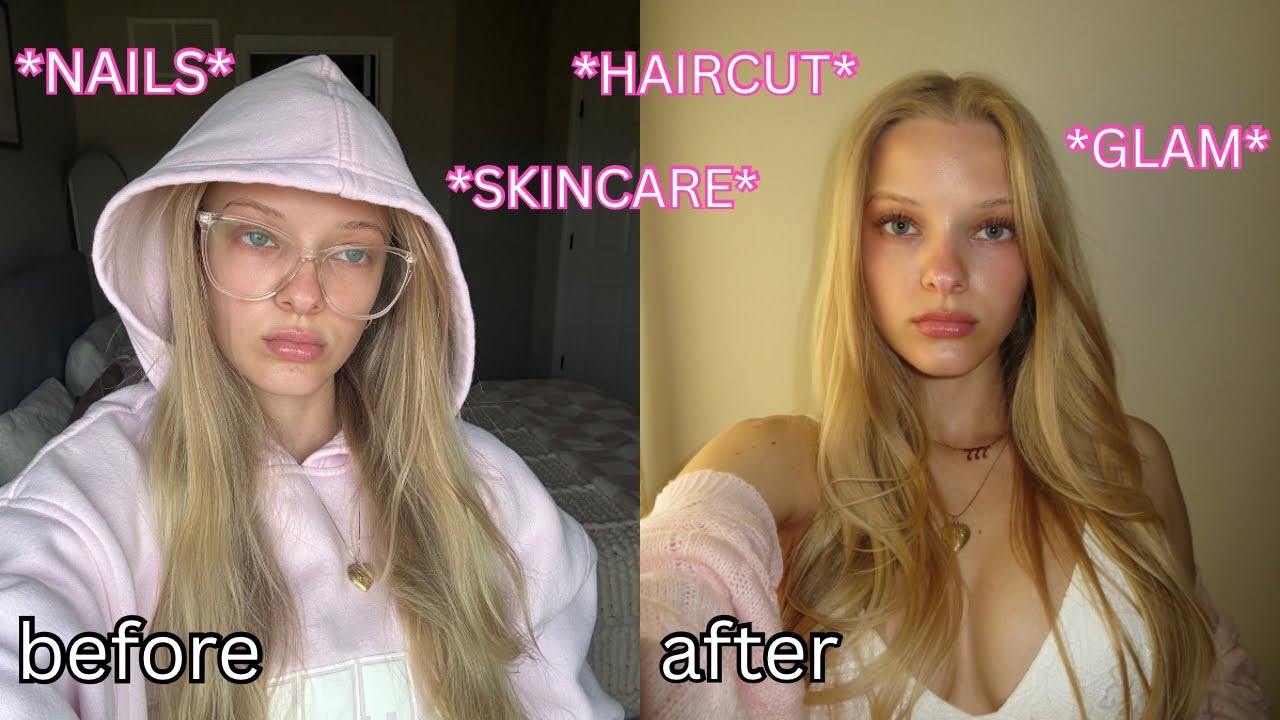 🧖🏼‍♀️ GLOW UP with me - glam routine, haircut + haircare tips, new nails, & skincare !! 🫧💌