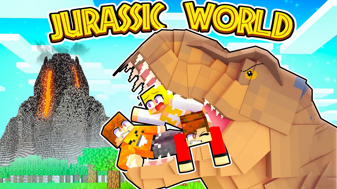 UCIEKAMY PRZED DUŻYM DINOZAUREM w Minecraft! (Jurassic World)