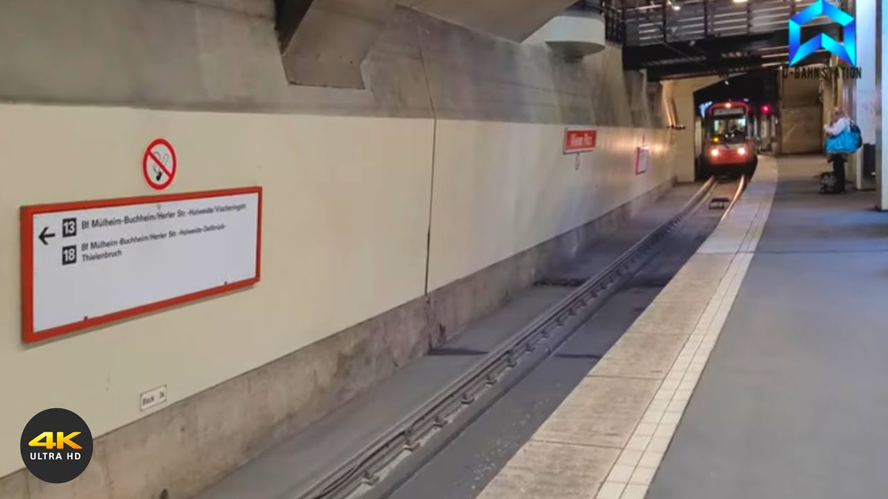 U-Bahn Station: Subway Station Stop Wiener Platz in Cologne 4k