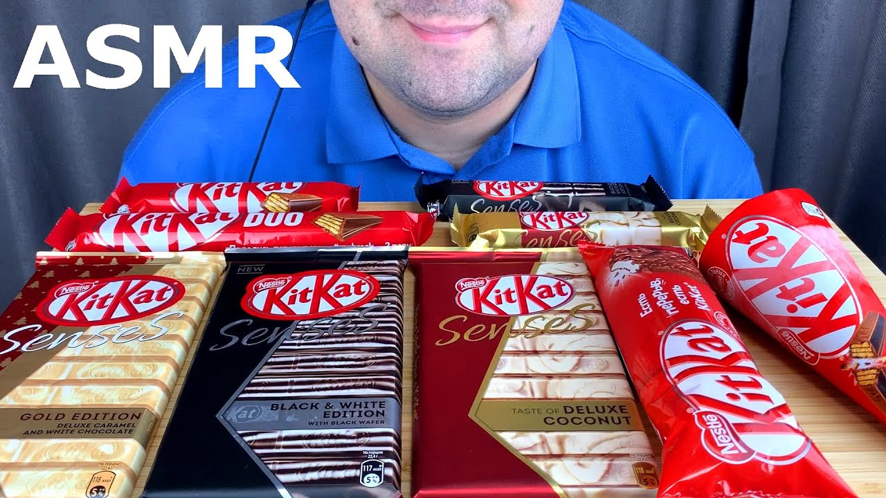 ASMR KITKAT CHOCOLATE ICE CREAM & CHOCOLATE BARS PARTY 킷캣 초콜릿 아이스크림 먹방 MUKBANG (EATING SOUNDS)