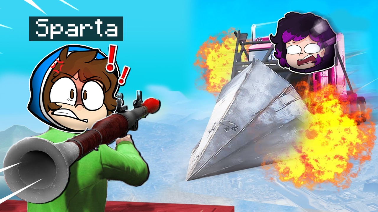GTA 5: ¡NOS EXPLOTAMOS con BAZOOKA y AUTOS!😱😂 COHETES VS COCHES! Sparta356