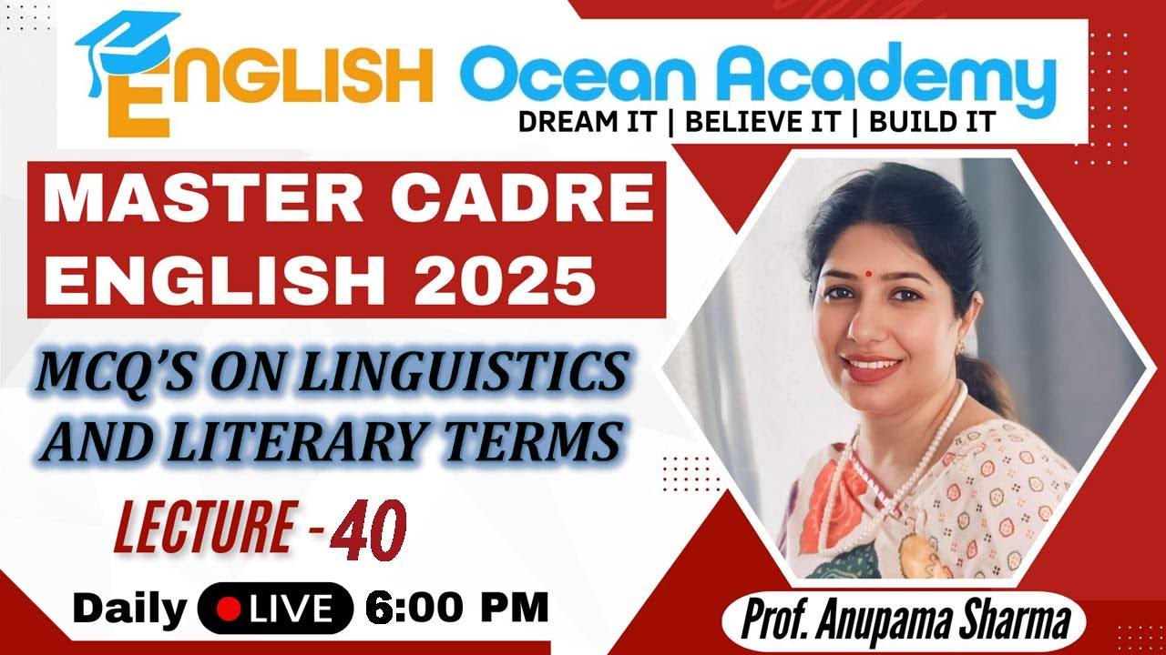 Master Cadre English 2025 | MCQ Lec 40 | Master Cadre English by Anupama Mam | English Ocean Academy