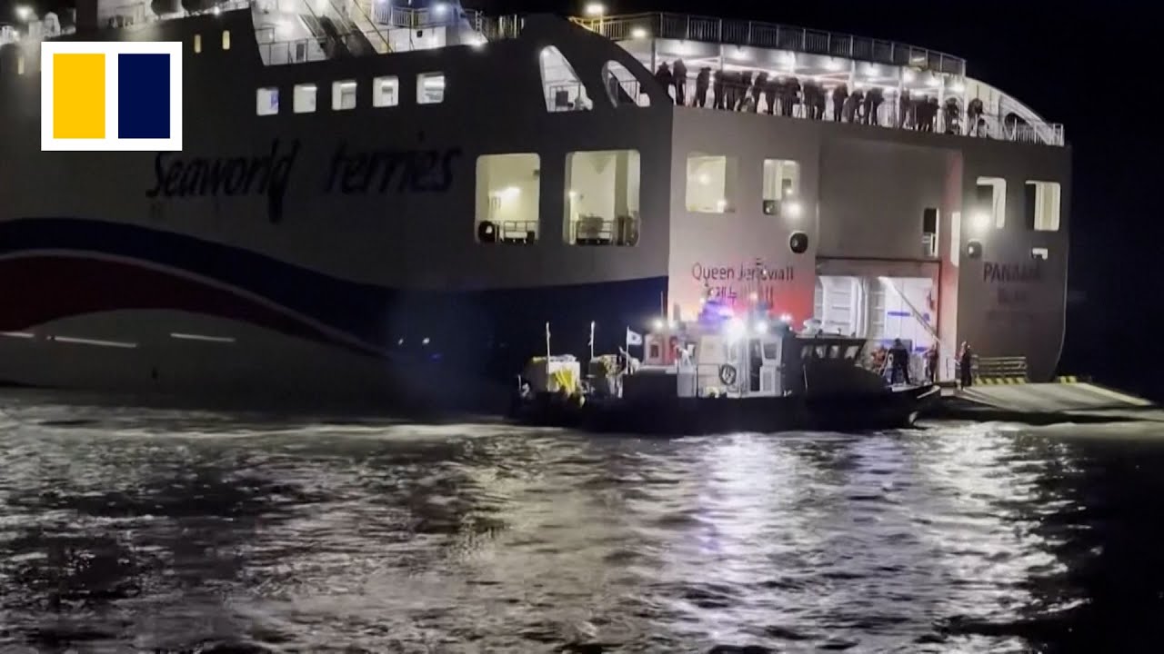 All passengers and crew rescued from a sinking South Korean ferry