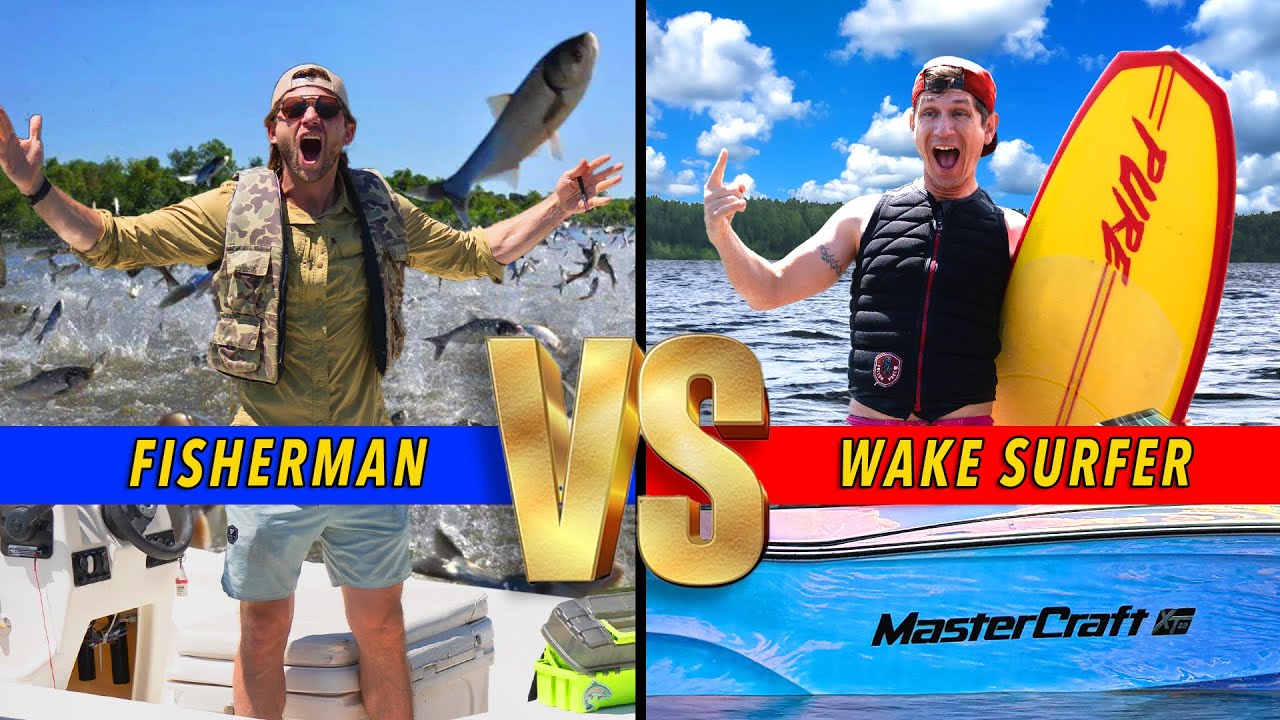 Fisherman vs Wake Surfer
