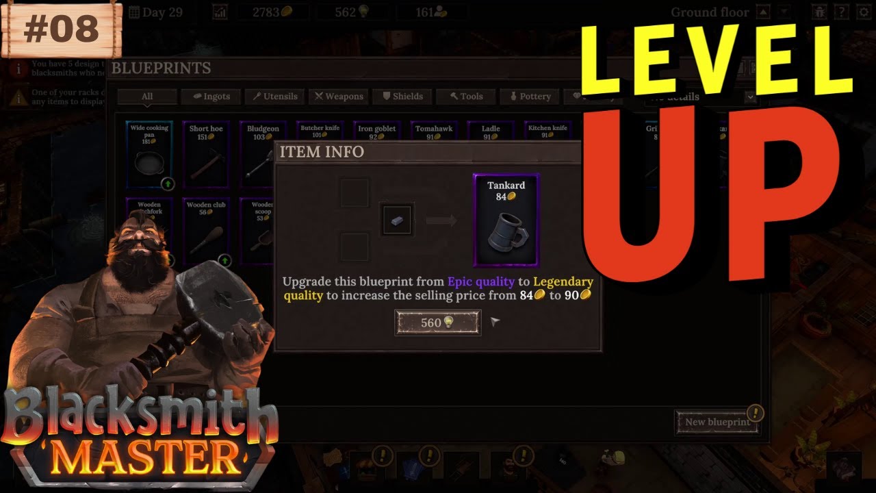 Leveling up our blueprints and employees - Blacksmith Master Part 08 / No Commentary