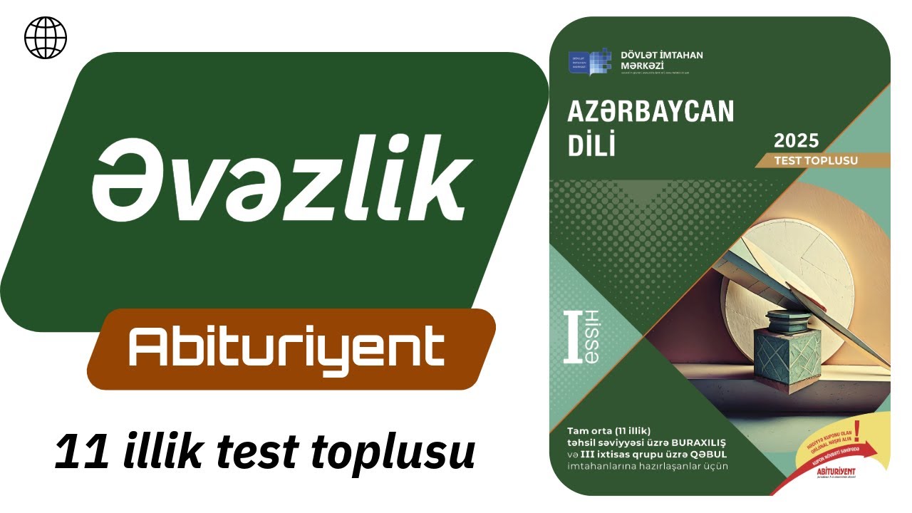 Əvəzlik / Mənaca növləri ,cümlədə rolu.O,bu əvəzlikləri /Azərbaycan dili test toplusu 2025 /11 illik