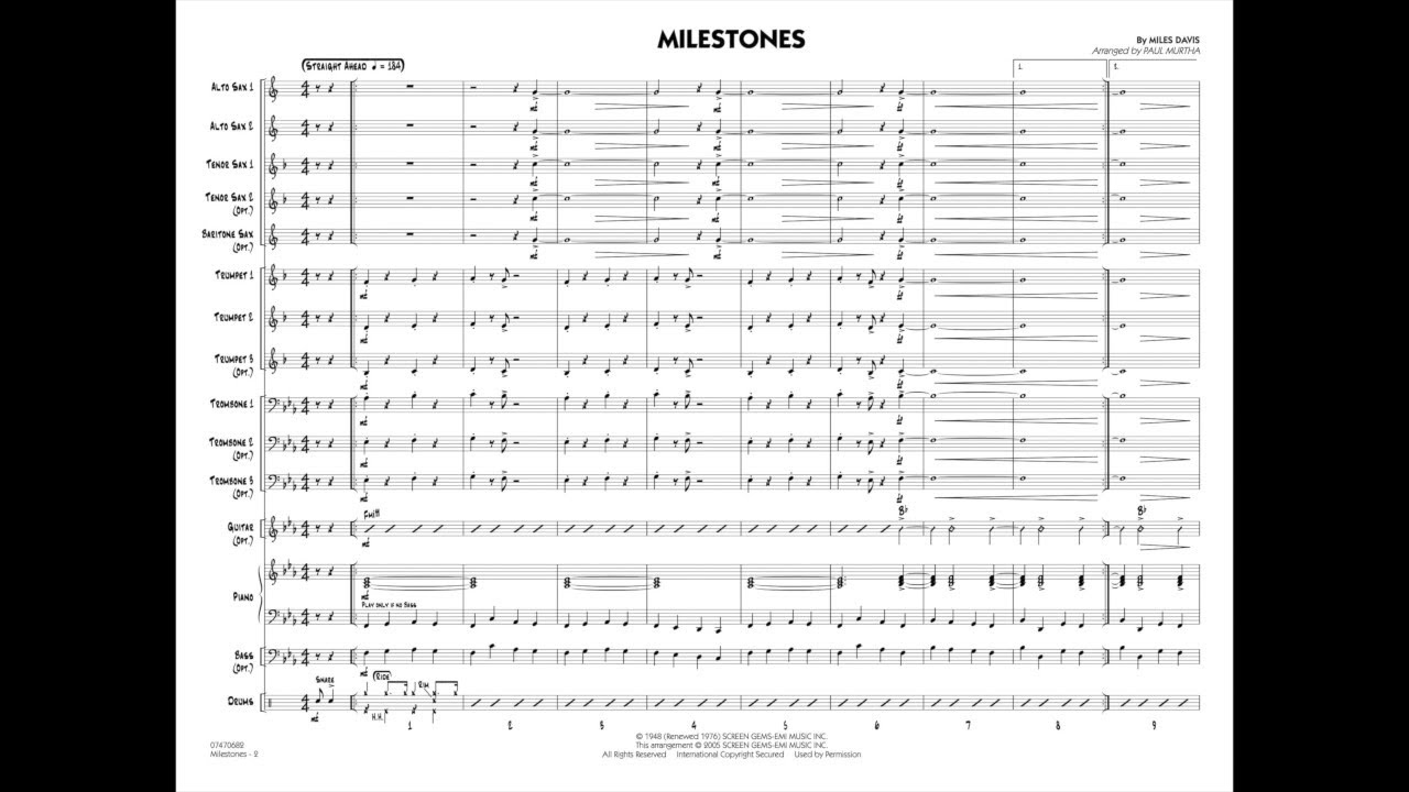 Milestones by Miles Davis/arr. Paul Murtha