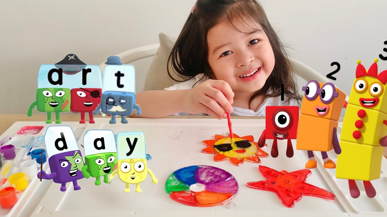 Art Day: Paint Suncatchers | Learn with the Numberblocks and Alphablocks #counting #spelling #colors