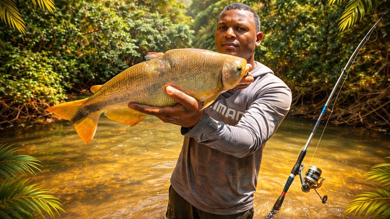 NESSE RIOZINHO TEM MUITO PEIXE GRANDE ESCONDIDO! 