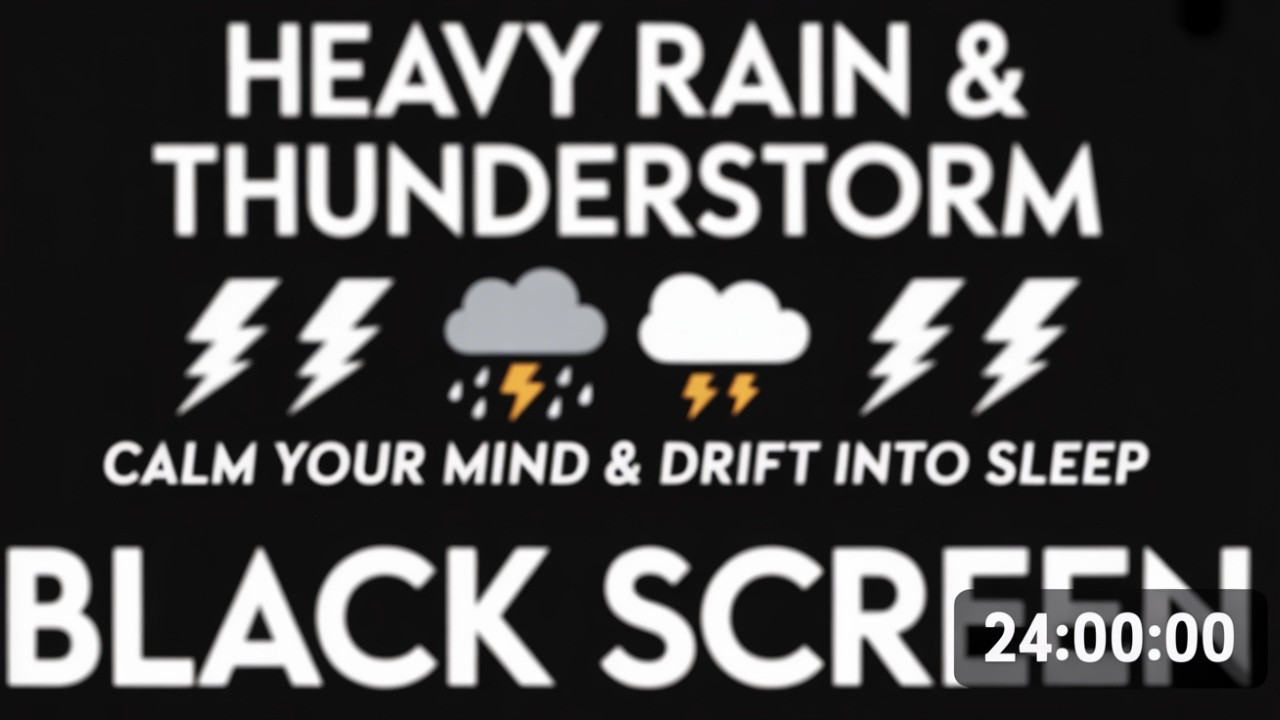 BLACK SCREEN Heavy Rain and Thunder Sounds for Full Night Sleep and Total Relaxation 21