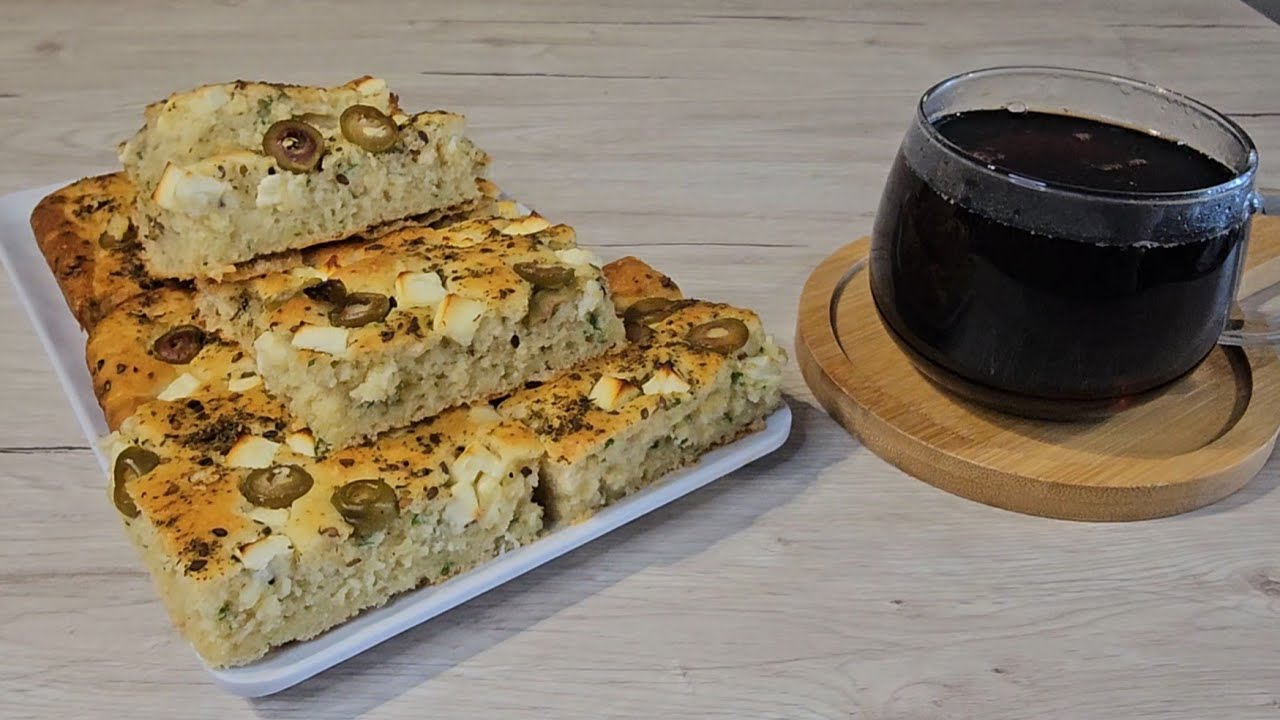 كيكة الجبن | بدون عجن وتخمير كيكة مالحه بالجبن والزيتون والاعشاب طيبة خفيفة