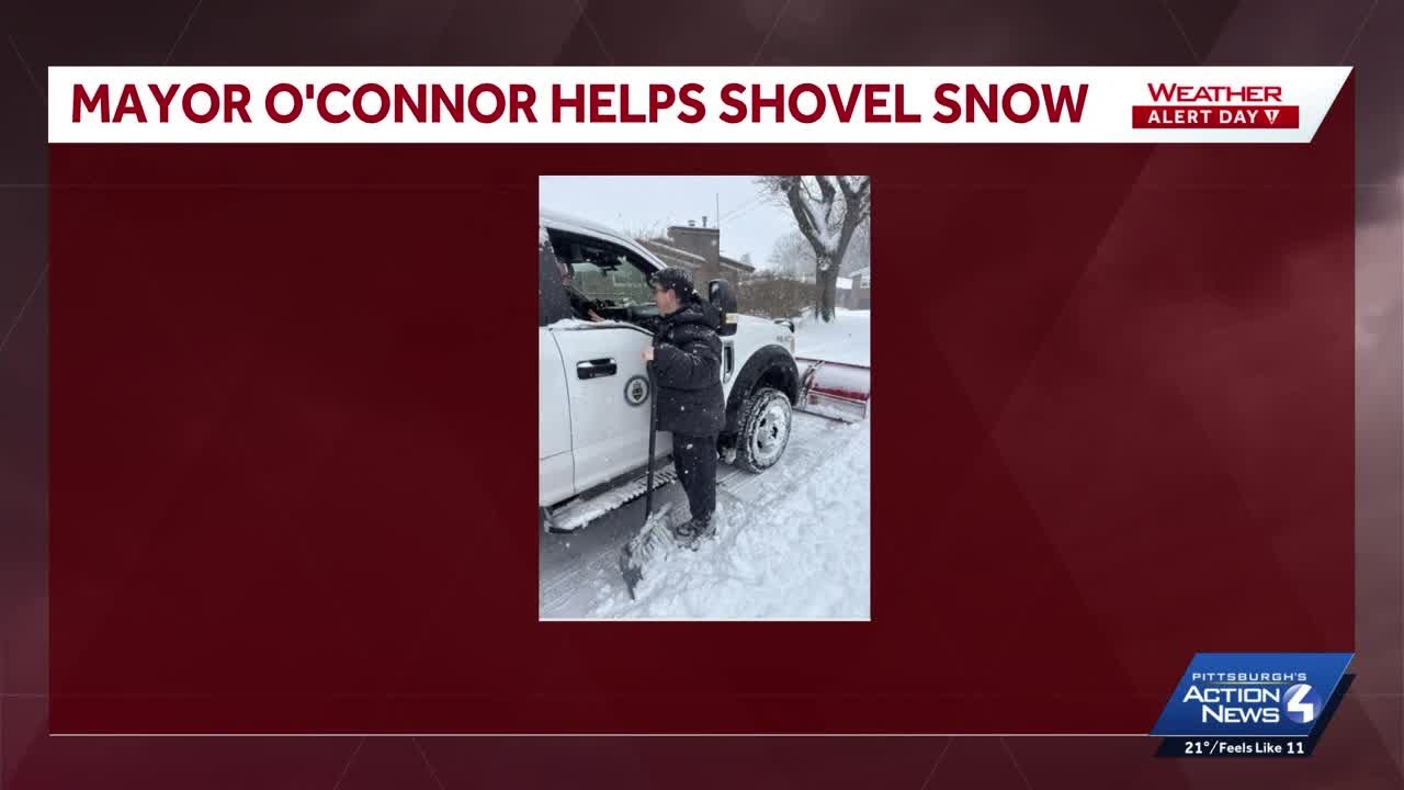 Corey O'Connor helps shovel areas in Pittsburgh, provides update on public works officials