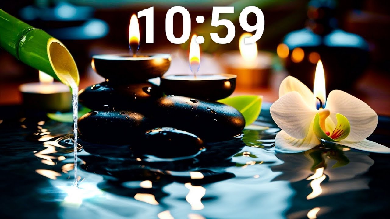 10 Minute timer with Bamboo Water fountain sounds ]Bamboo Water Fountain 24/7 自然の音とともに音楽をリラックス