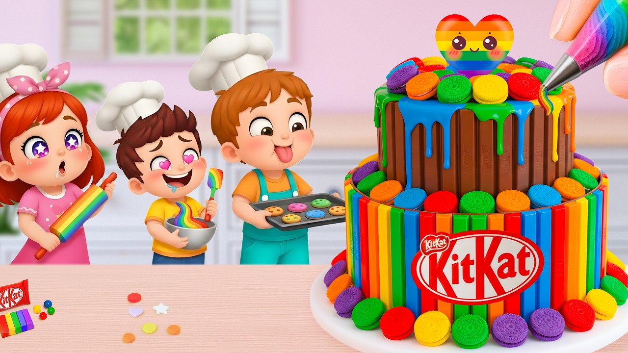 Miniature Rainbow Cake Tutorial 🌈 Satisfying Mini Rainbow Chocolate KitKat Cake Recipe 💕 Yummy Teeny