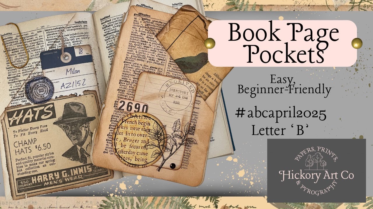 Making BOOK PAGE Pockets for Junk Journaling, Ephemera Storage Book Part 5 | #abcapril2025