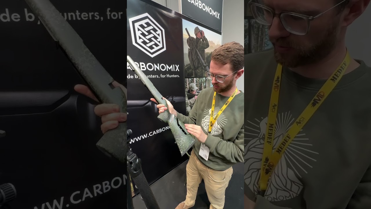 Presenting the new carbon stock design for for tikka t3x at IWA #iwa #riflestock #carbon