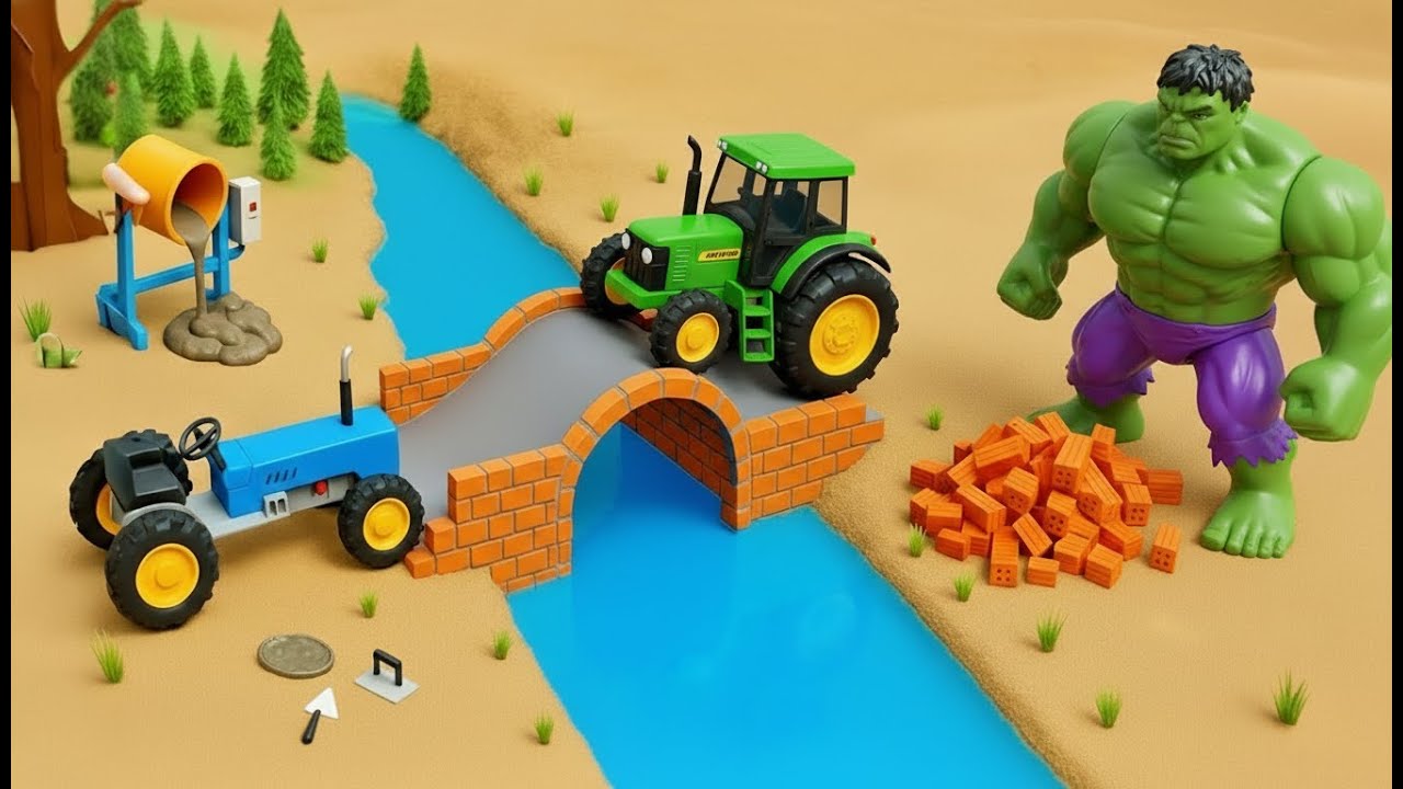 Diy Mini Tractor Making Bridge Construction | Spider Man Helped Hulk on the Bridge | Science Project