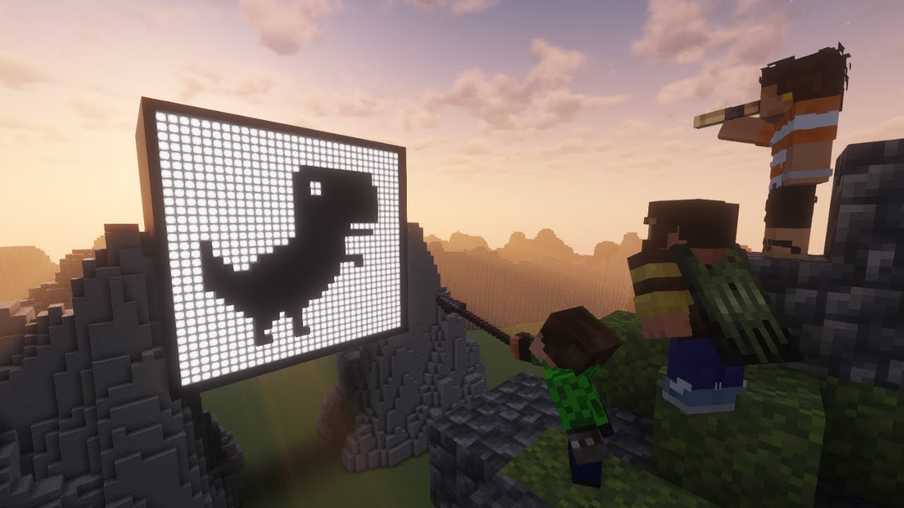 Fizemos o Jogo do Dinossauro no Minecraft! | Desafio do LED Viniccius13