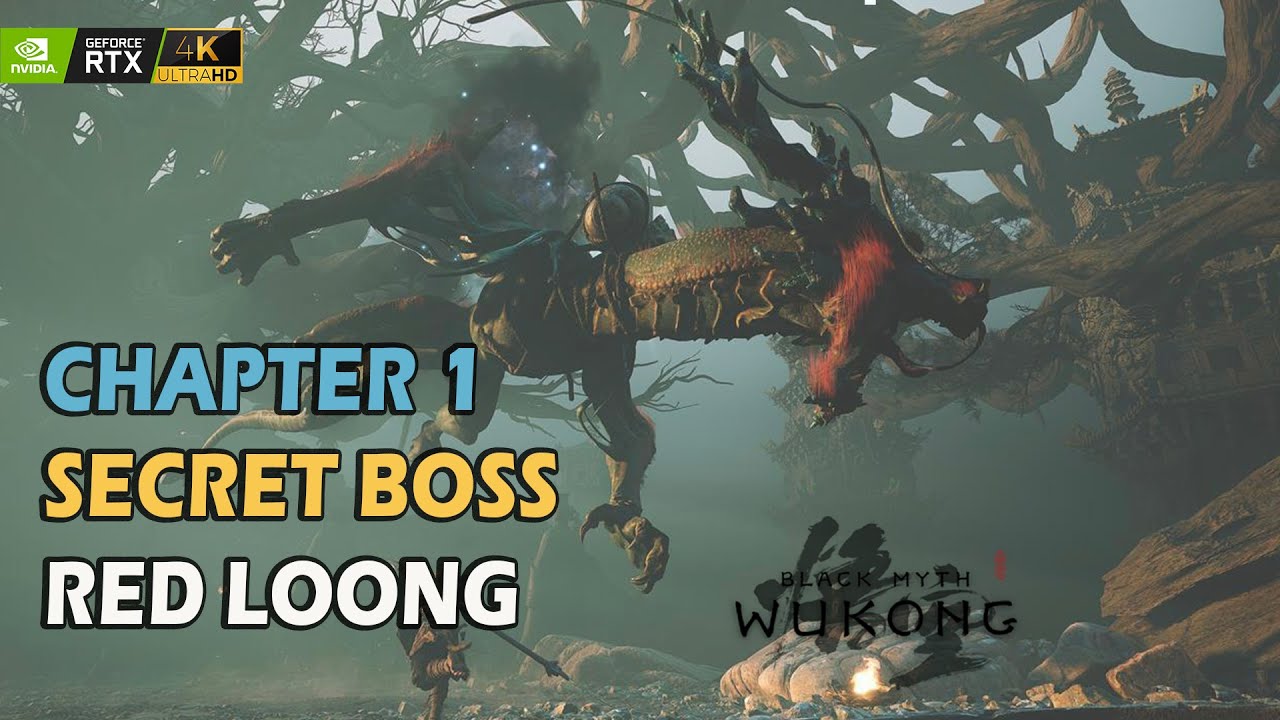 How to beat Yaoguai King - Red Loong Secret boss in Black Myth Wukong  (4K UHD 60FPS)