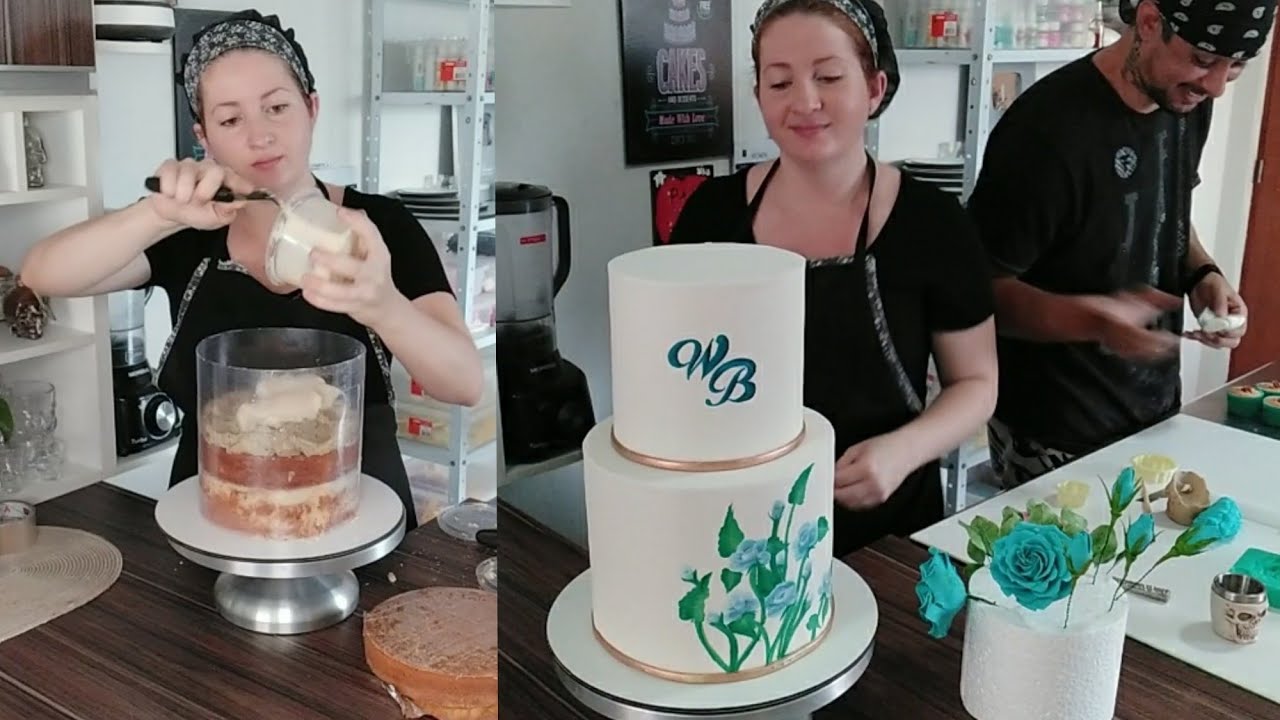 Bolo de casamento, pintura fácil