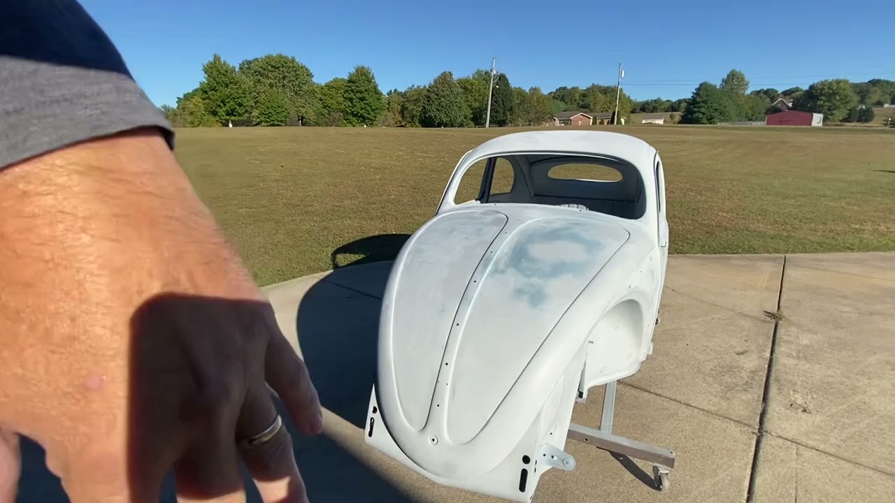 1957 VW Oval Beetle block sanding