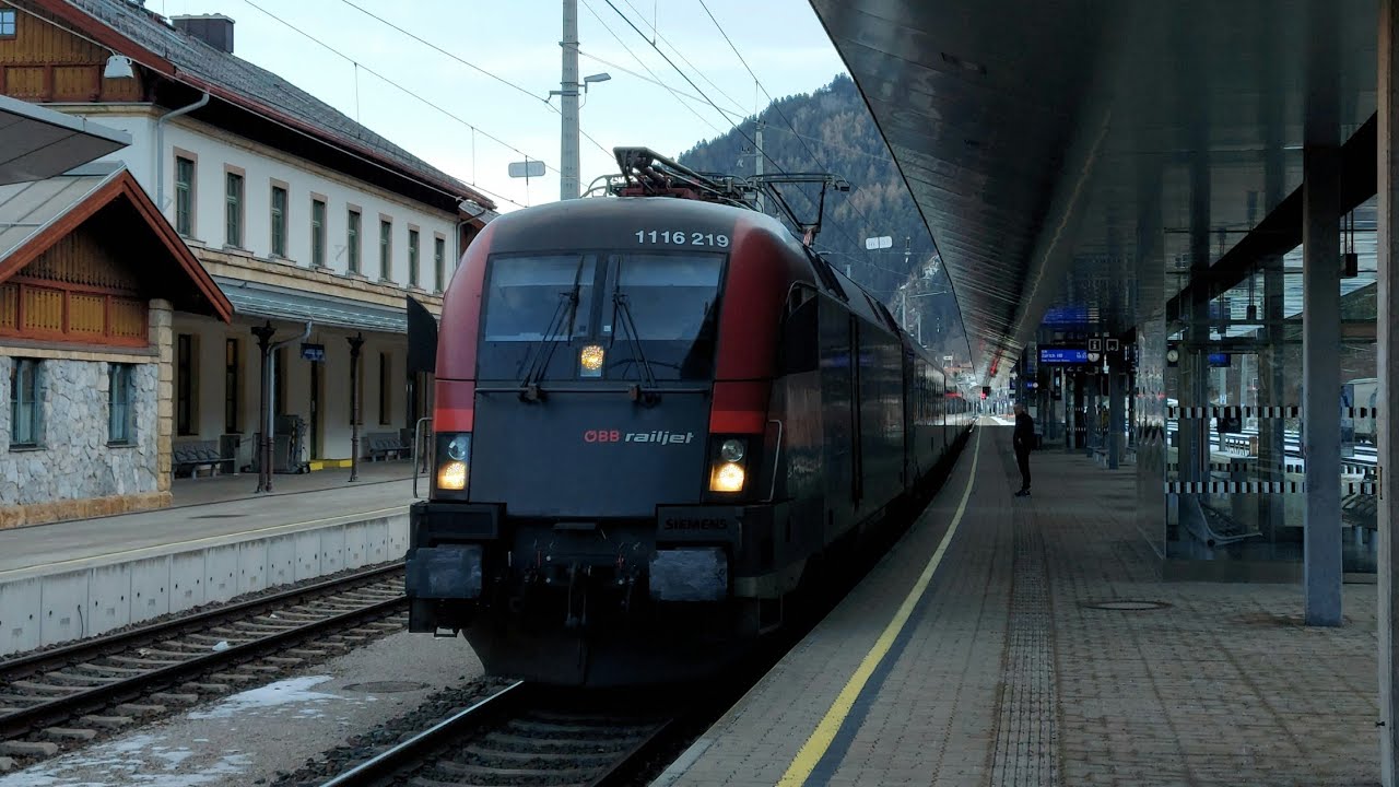 TAURUS TRACTION SOUND! OBB Taurus 1116 219 departs Landeck-Zams with a RailJet to Zurich