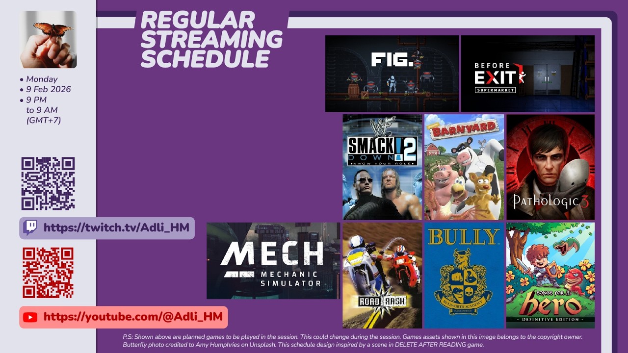 Road R, WWF S2KYR, Barnyard, Pathologic 3, fig., BE Supermarket, Mech, Ghost, Songs, Phoenix, Valley