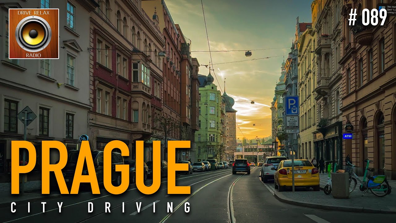 Prague Sunset Autumn Driving Tour with  Acid Jazz 🎹 Czech Republic 4K HDR