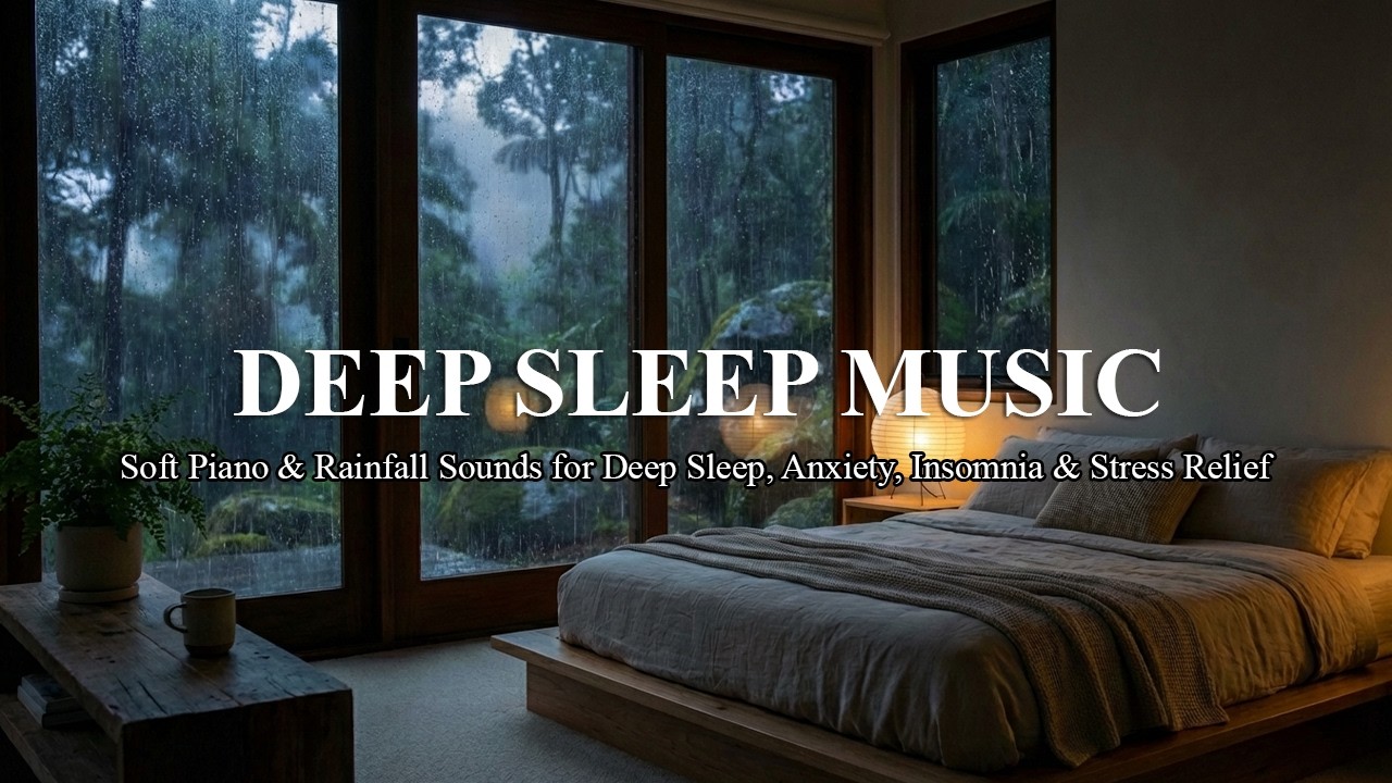 DEEP SLEEP MUSIC - Soft Piano & Rainfall Sounds for Deep Sleep, Anxiety, Insomnia & Stress Relief