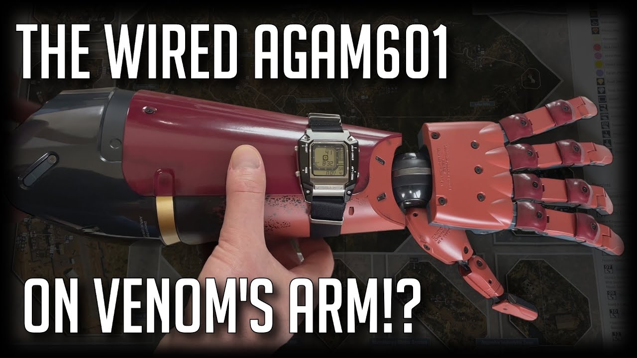 The Seiko/WIRED AGAM601 on Venom Snake's Arm from Metal Gear Solid V
