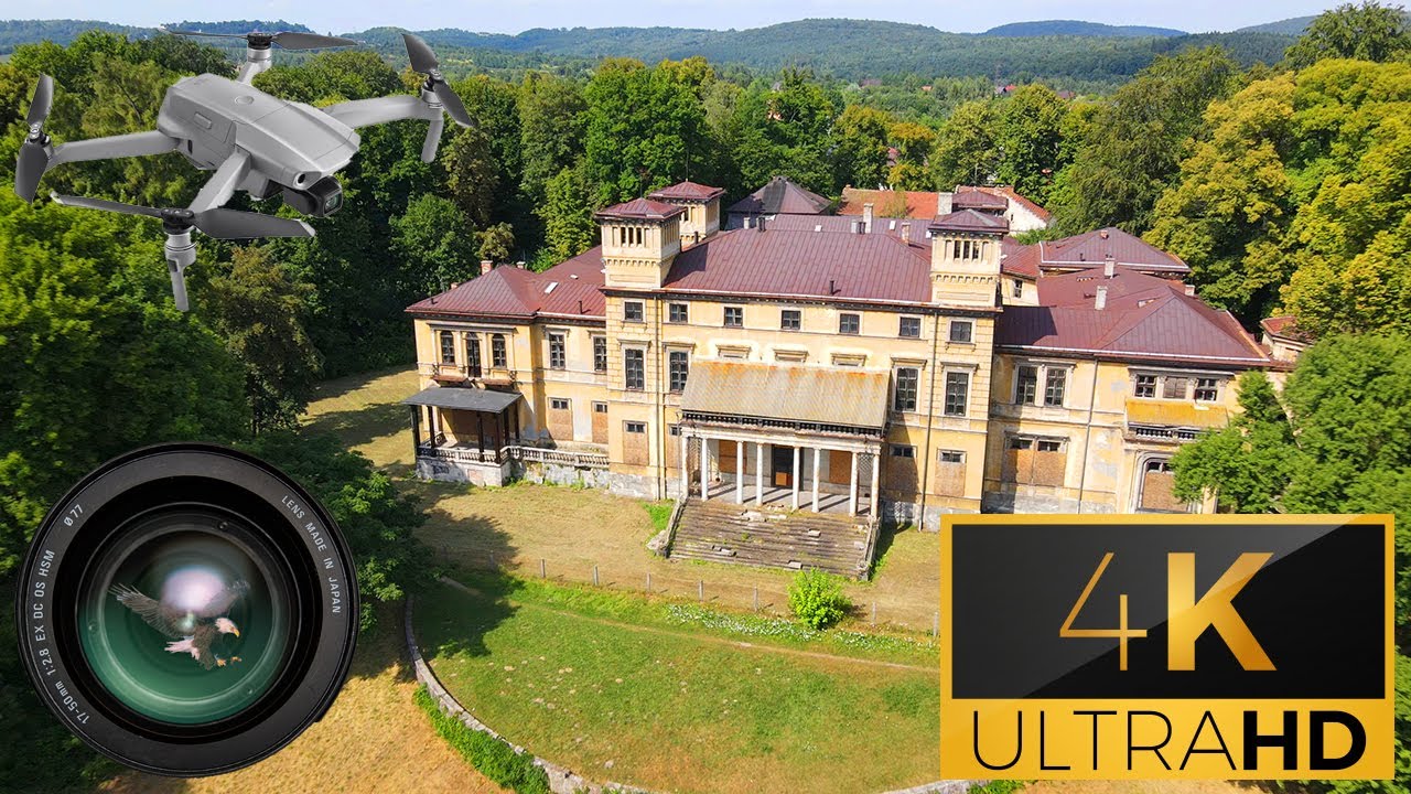 Opuszczony Pałac Potockich w Krzeszowicach [4K Polska dronem] DJI Mavic Air 2