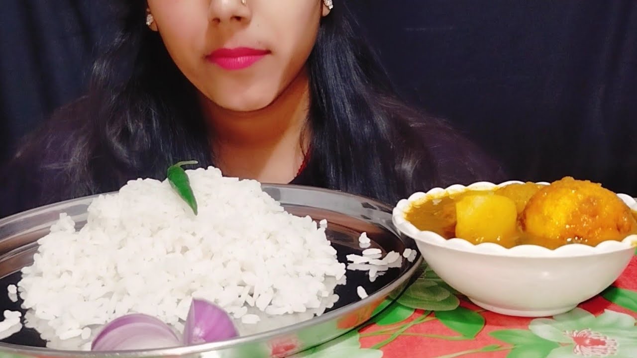 Eating White Rice, Spicy 🔥 Egg Curry, Onion, Chilli, Mukbang | Eating Show | Big Bites | 
