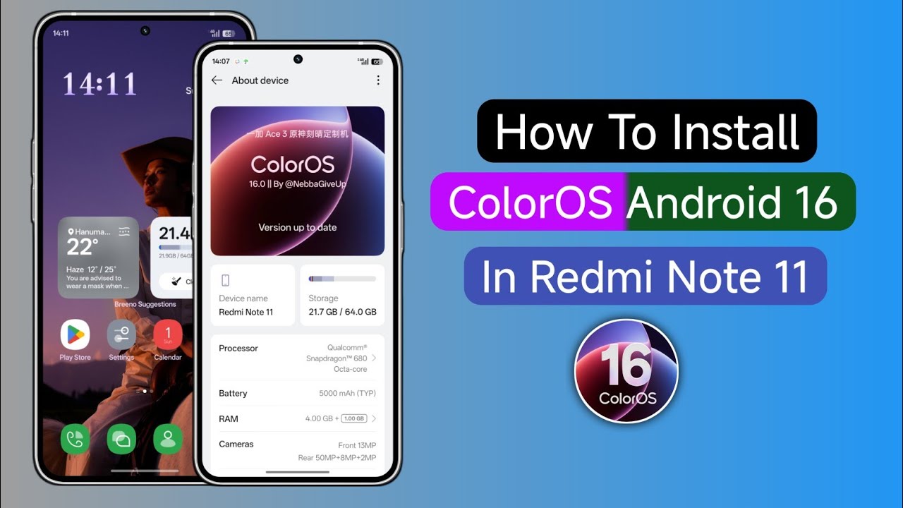 How To Install ColorOS Android 16 in Redmi Note 11 