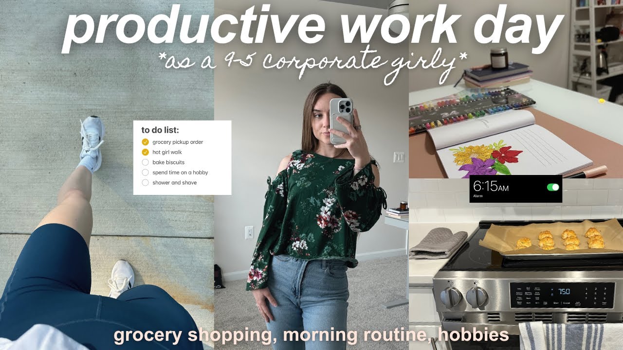 6am PRODUCTIVE DAY IN MY LIFE *work vlog* | daily routine, grocery haul + self care