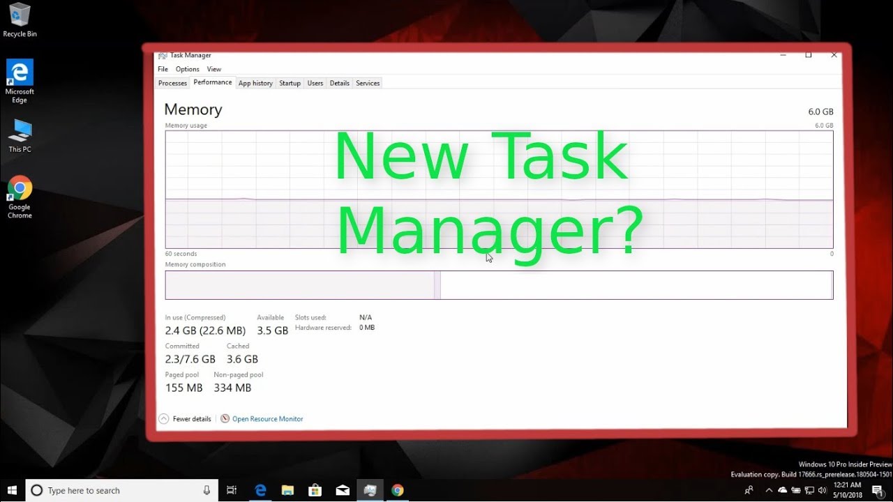 Windows 10 Insiders Preview 17666 Task Manager Change