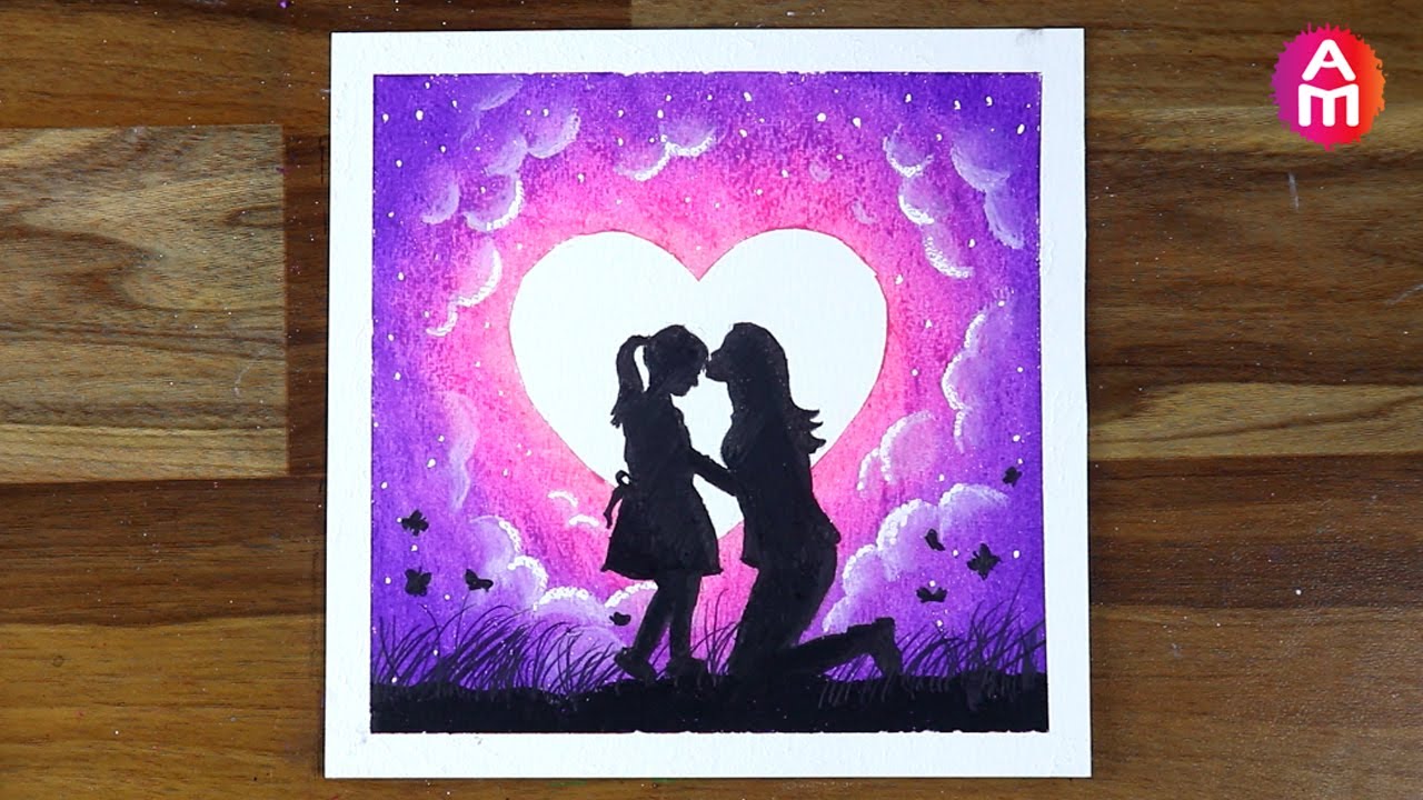 Beautiful Mother and Daughter | Drawing with Oil Pastels | Easy Step by step