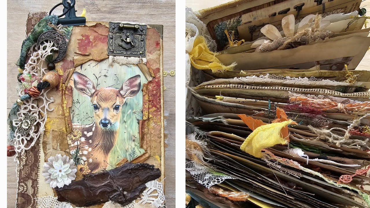 Waldtiere - Natur - Journal - ein dickes Buch mit vielen Ideen für Junkjournal - Flip Through