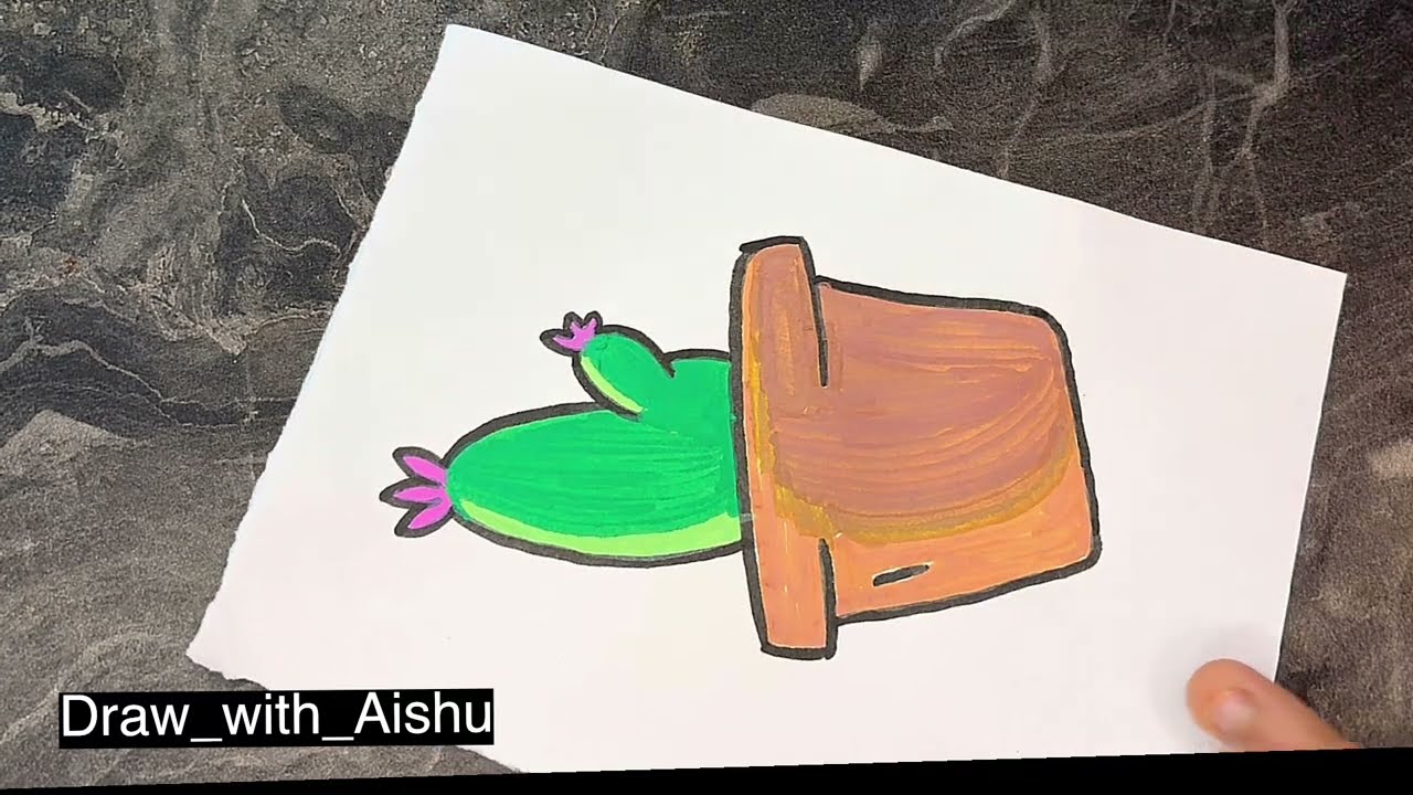 💥Step by step drawing Cactus 🌵 plant 🪴 Simple and Easy drawing tutorial 