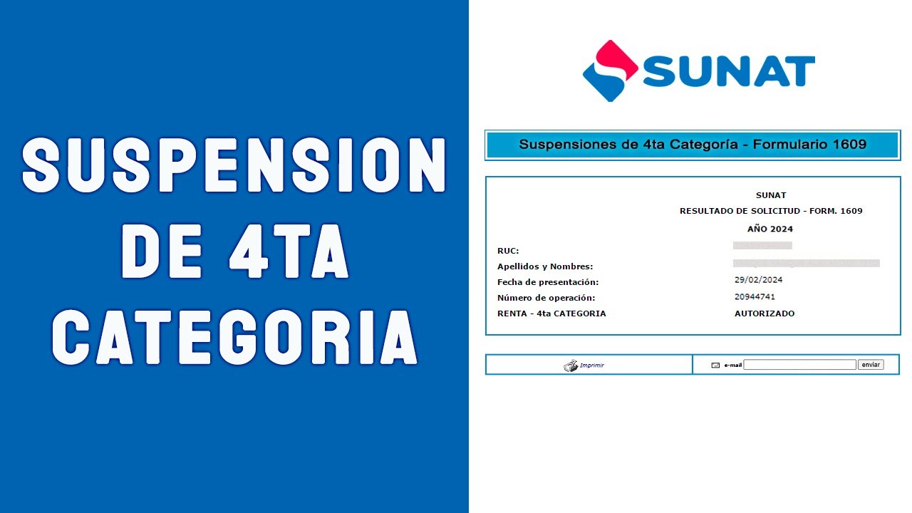 Suspensión de Cuarta Categoría 2025 - SUNAT