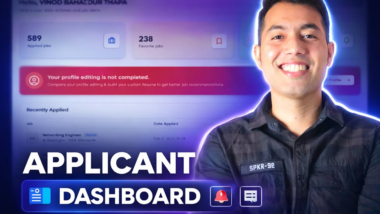 Build Applicant Dashboard UI – NextJS, Tailwind & Shadcn Job Portal Project