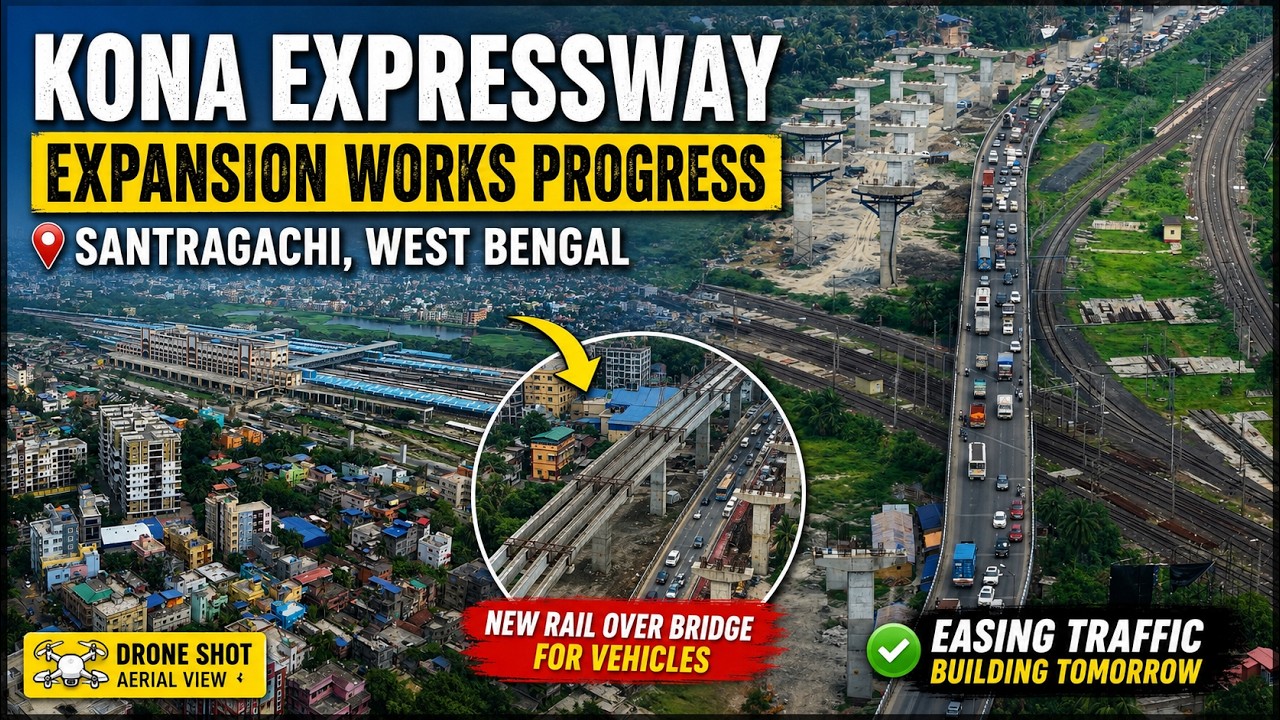 Kona Expressway Elevated Corridor Work Update at Santragachi | Aerial View of the Construction